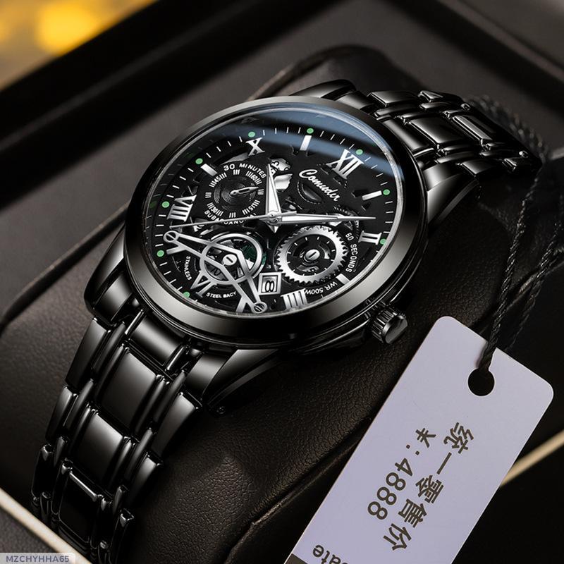 Cross-border foreign trade hollow men's watches men's waterproof luminous calendar AliExpress shrimp skin shake sound fast hand a generation of hair