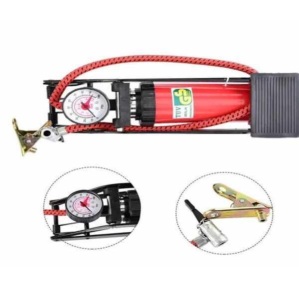 1 Pc High Pressure Foot Bi-Cycle Pump in Sleek Red