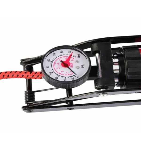 1 Pc High Pressure Foot Bi-Cycle Pump in Sleek Red