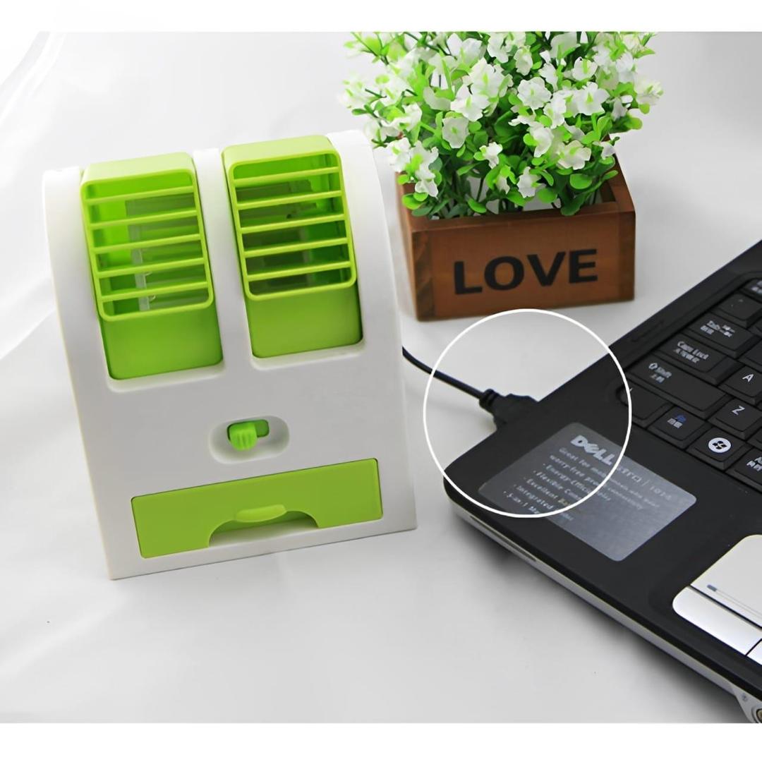 Portable Mini Air Conditioner - Battery Operated, Dual Blower With an Ice Tray