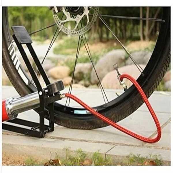 1 Pc High Pressure Foot Bi-Cycle Pump in Sleek Red