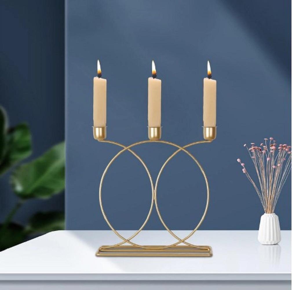 Stylish Golden Candle Stand - 1 Pc Elegant Decorative Piece