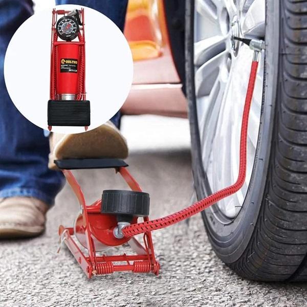 1 Pc High Pressure Foot Bi-Cycle Pump in Sleek Red