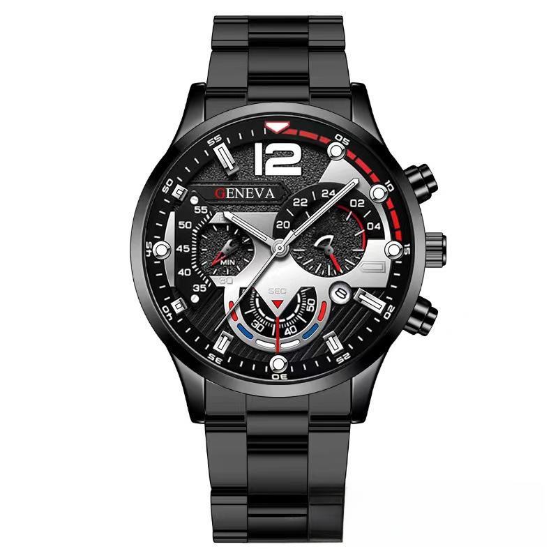 men's steel belt calendar quartz watch sports luminous pointer quartz watch men's watch