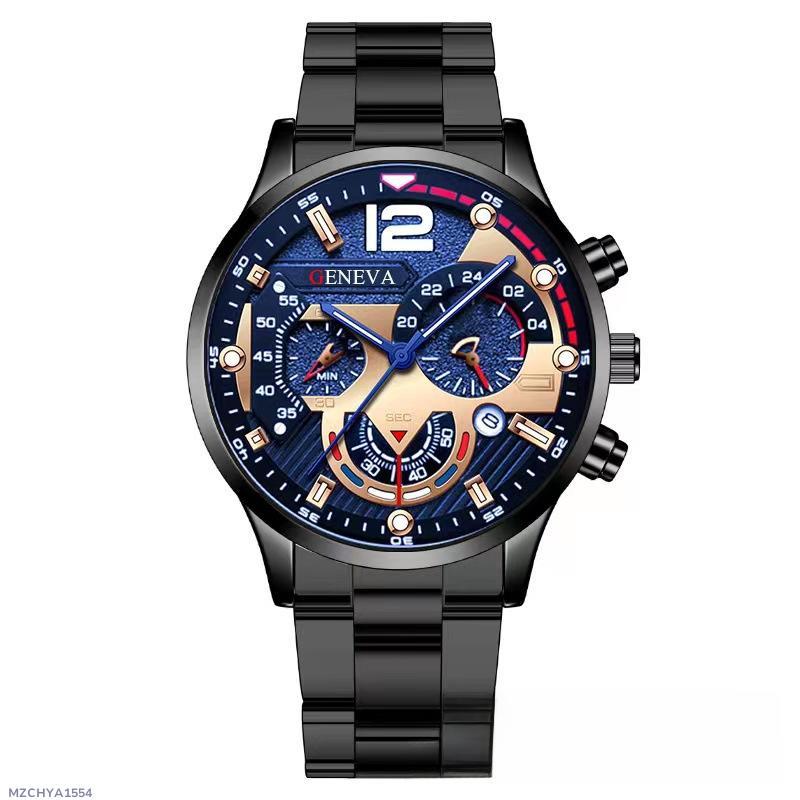 men's steel belt calendar quartz watch sports luminous pointer quartz watch men's watch