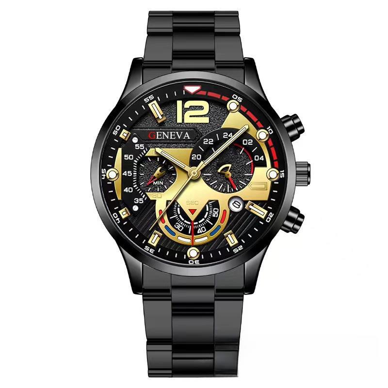 men's steel belt calendar quartz watch sports luminous pointer quartz watch men's watch